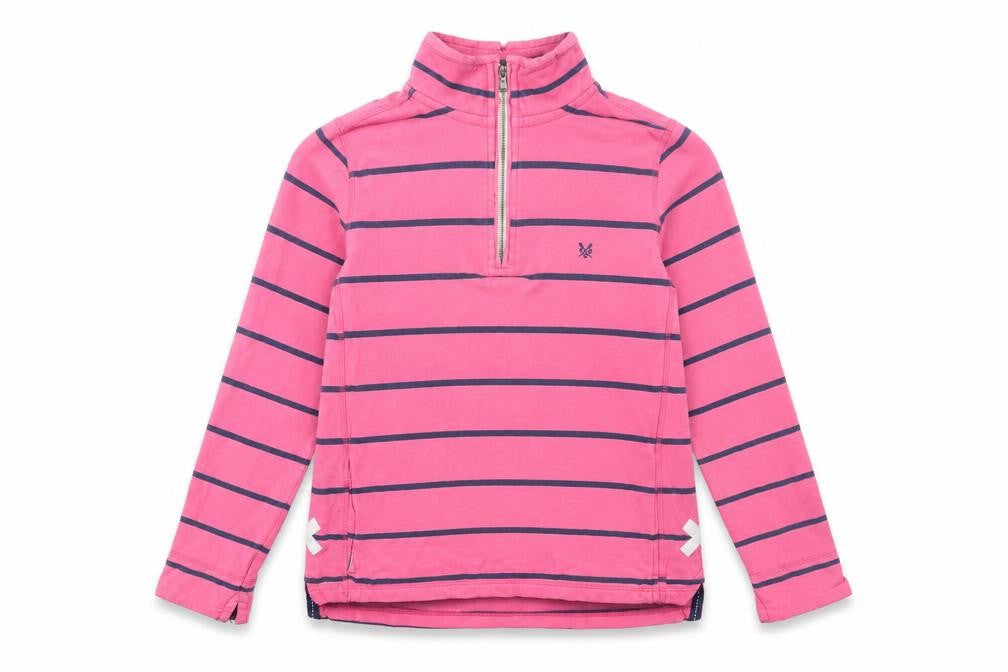 Crew Clothing Women's Pink Striped Pullover Sweatshirt