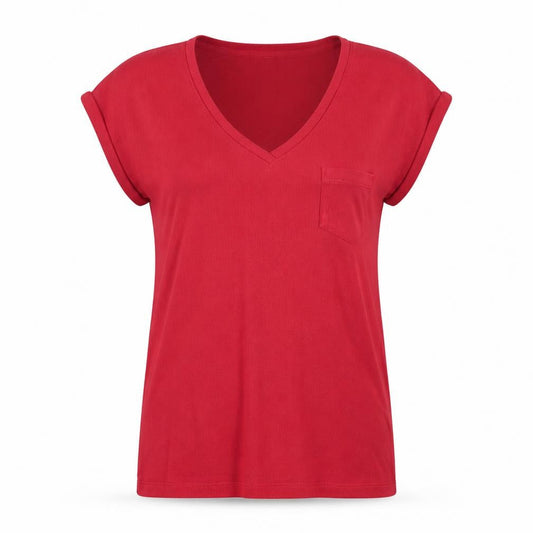 Womens UK Size 8 FatFace Red Cotton Blend T-Shirt