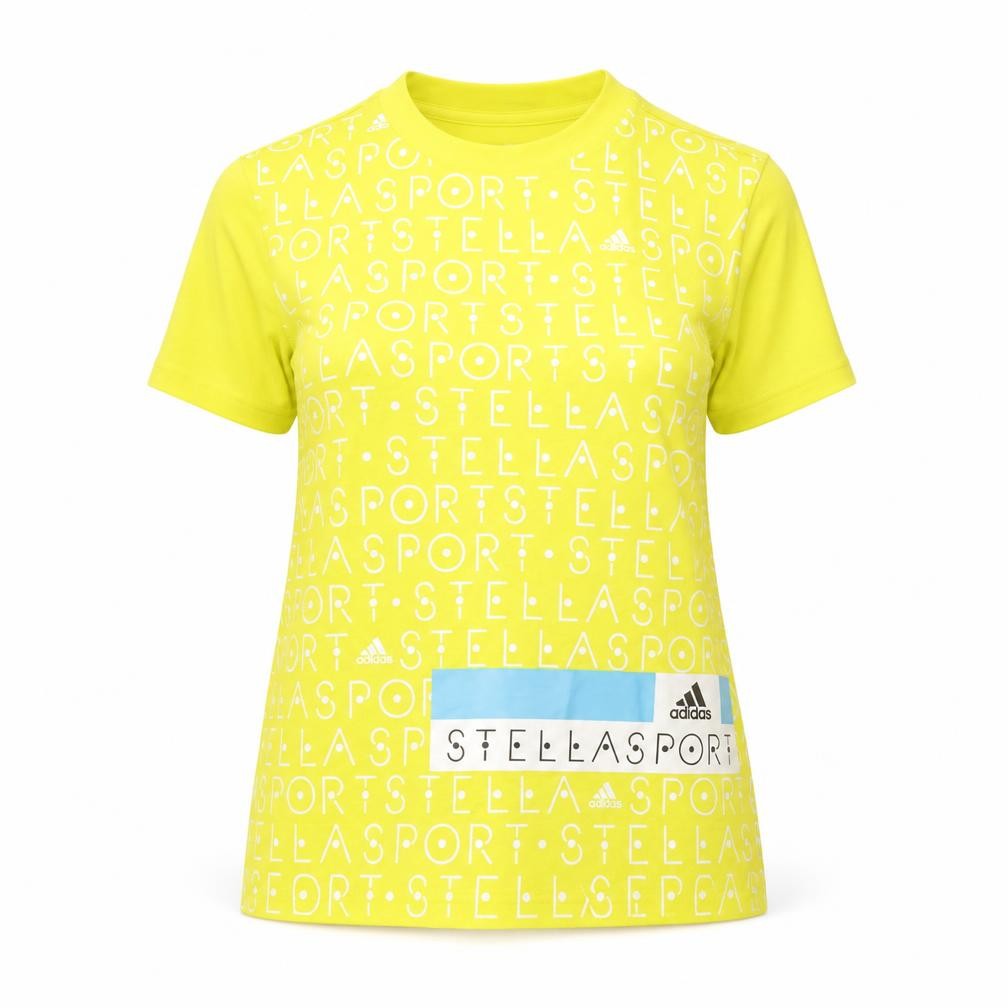 Womens UK Size XS adidas Yellow Cotton Blend T-Shirt