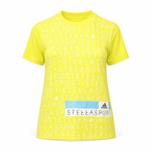 Womens UK Size XS adidas Yellow Cotton Blend T-Shirt