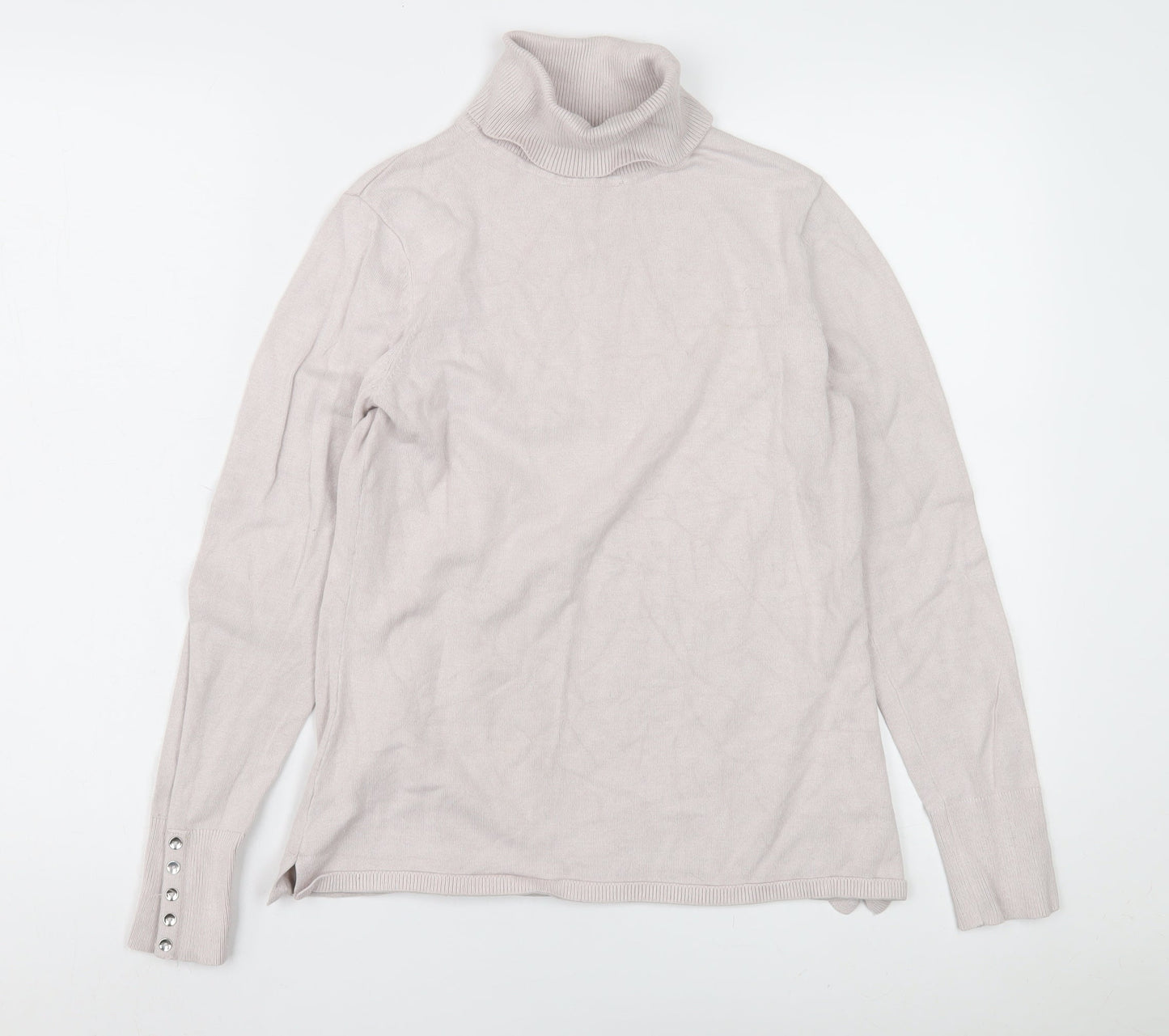 M&Co Women's Ivory Roll Neck Jumper Size 10