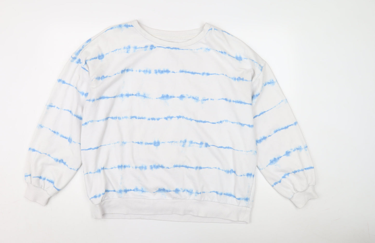 Fat Face Women's White Striped Pullover Sweatshirt, Size 16