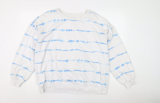 Fat Face Women's White Striped Pullover Sweatshirt, Size 16