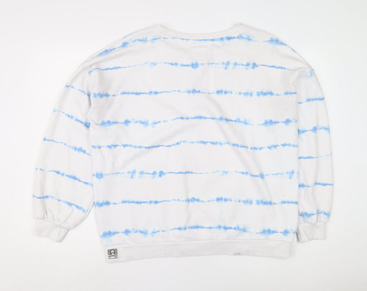 Fat Face Women's White Striped Pullover Sweatshirt, Size 16