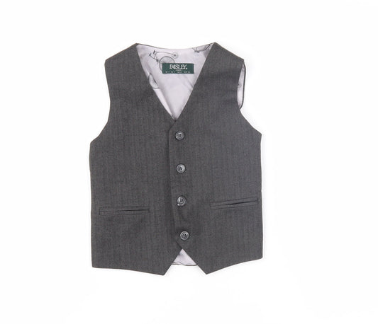 Paisley Boys Grey Waistcoat 7 Years Herringbone Formal
