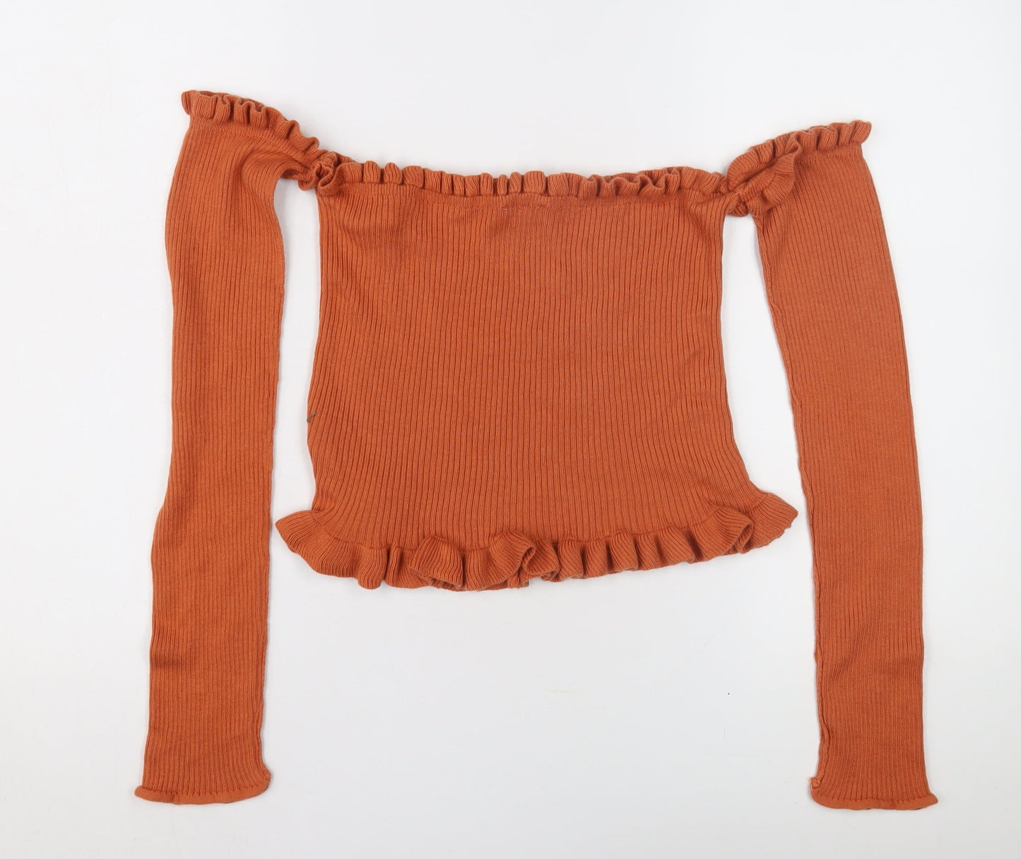 ASOS Women's Orange Pullover Jumper, Size 16, Ruffle Accents