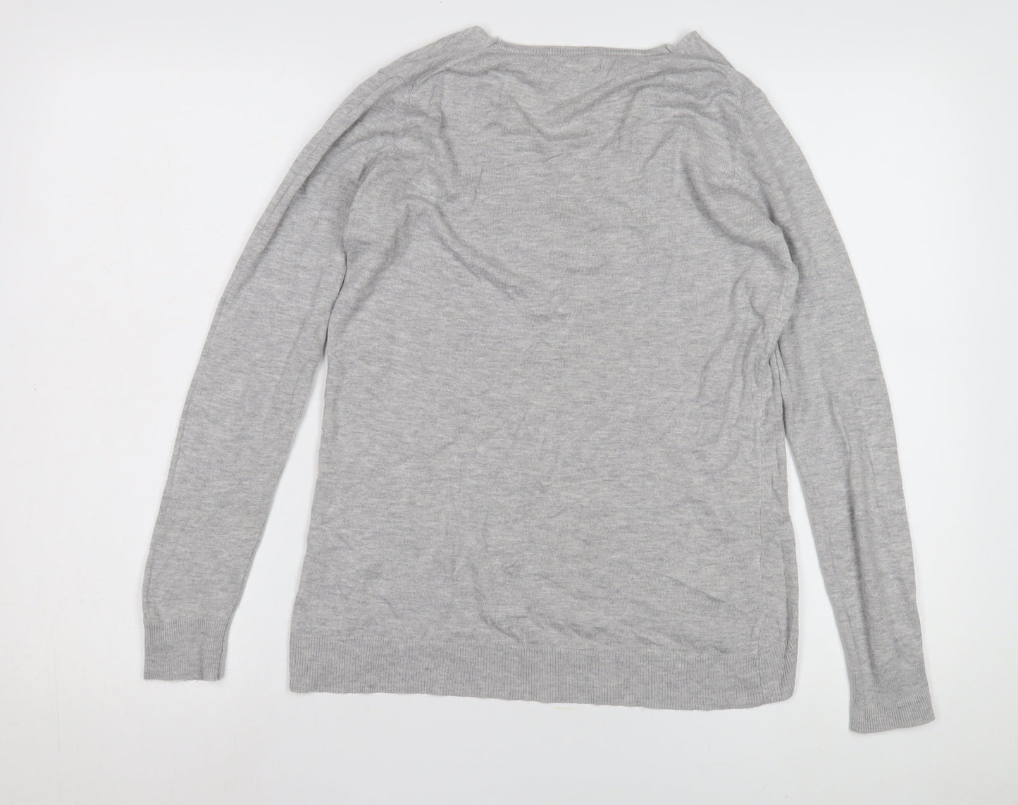 Mango Grey V-Neck Cashmere Blend Women's Jumper