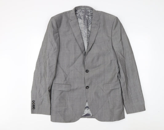 Next Men's Grey Check Blazer, 40 Long, Wool/Mohair