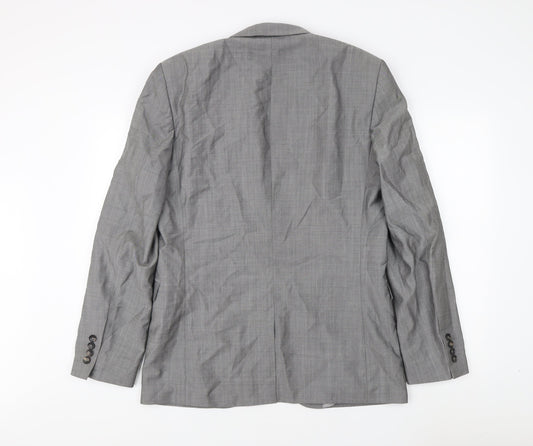 Next Men's Grey Check Blazer, 40 Long, Wool/Mohair