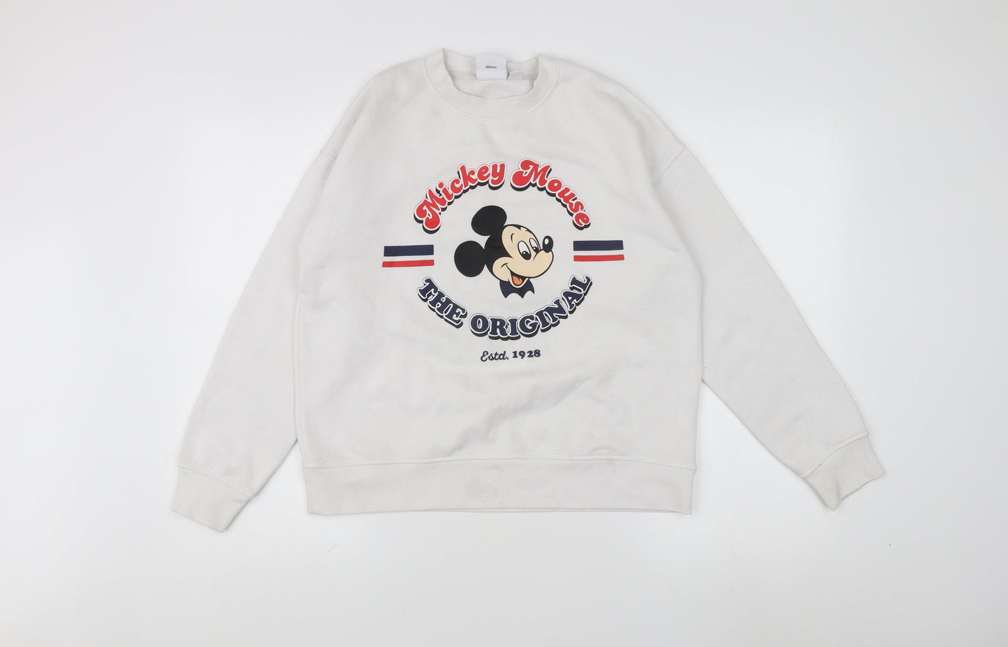Disney Women's XS White Pullover Sweatshirt with Mickey Mouse Graphic