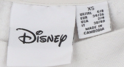 Disney Women's XS White Pullover Sweatshirt with Mickey Mouse Graphic