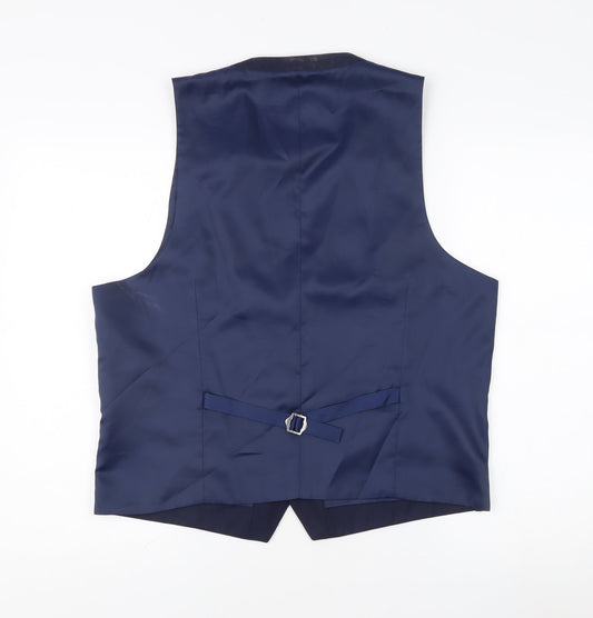 Moss London Men's Blue Skinny Waistcoat, Size 44R