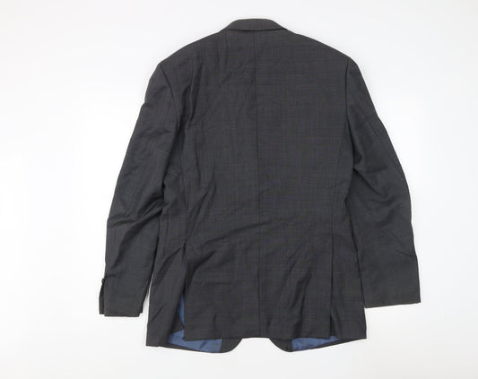Next Men's Grey 38R Wool Blazer, Regular Fit