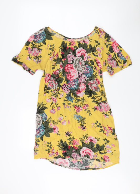 Joules Women's Yellow Floral Blouse, Size 12, Spring/Summer