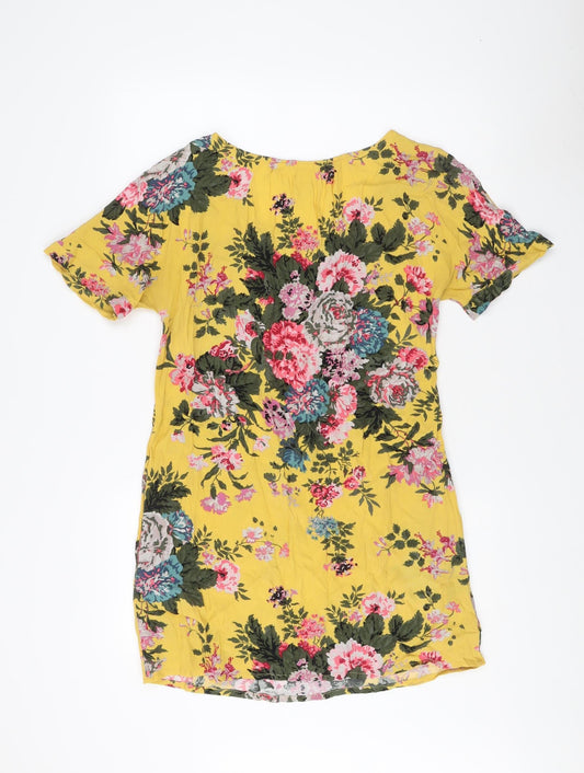 Joules Women's Yellow Floral Blouse, Size 12, Spring/Summer