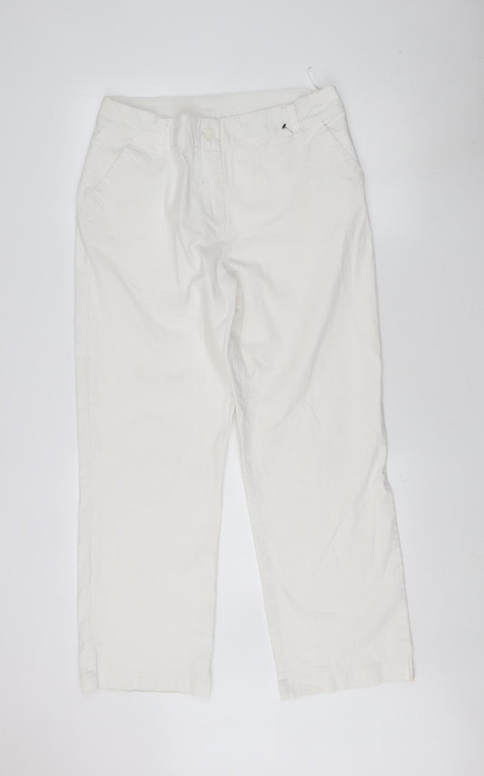 Platform Women's White Straight Cotton Trousers Size 16