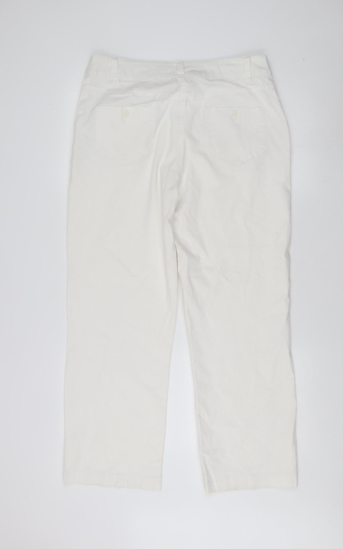 Platform Women's White Straight Cotton Trousers Size 16