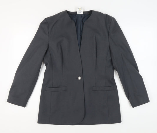 Alexon Black Wool Blazer Women Size 14 Business Casual