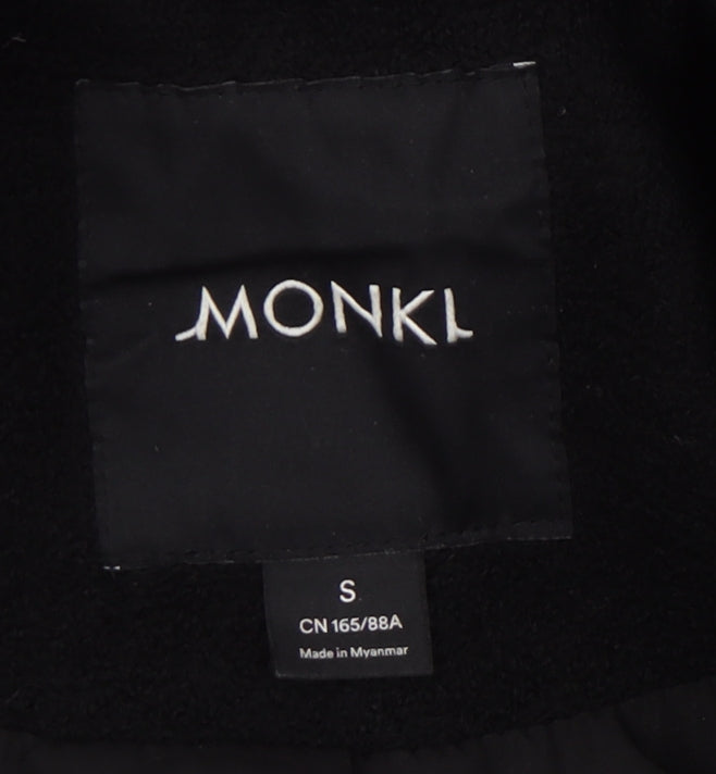 Monki Women's Black Long Overcoat - Size S, Elegant Casual