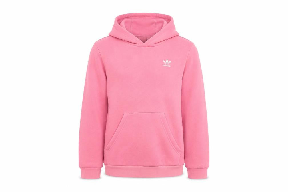 Front view of Adidas girls’ pink hoodie pullover 11-12 years logo sports