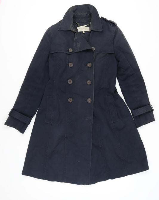 Hobbs Women's Blue Trench Coat Size 10 Cotton Classic