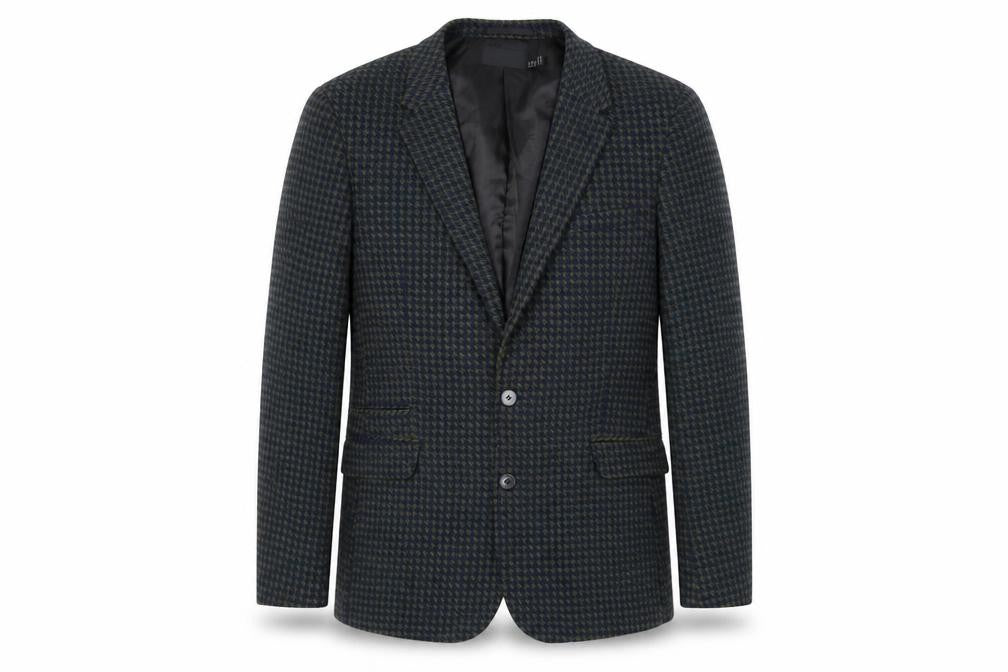 Front view of ASOS Men's Blue Green Check Blazer 42 Long