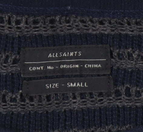 AllSaints Women's Blue Striped Pullover Jumper Size S