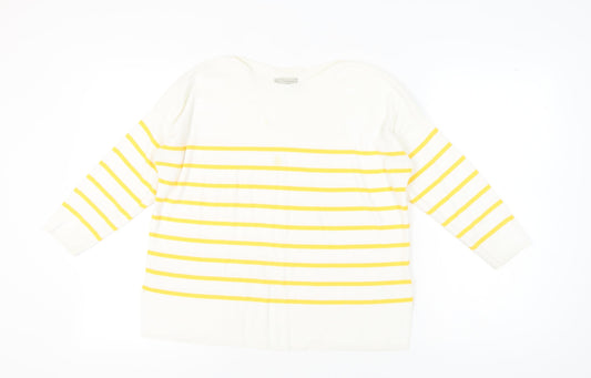 Hobbs Women's White M Striped Pullover Jumper