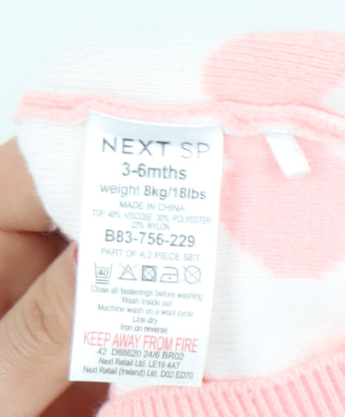 Next Pink Floral Baby Jumper 3-6 Months Unisex Pullover
