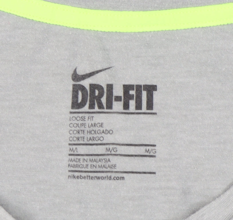 Nike Grey Dri-FIT Women's T-Shirt M - Casual Gym Top
