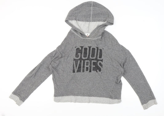 Sundry Women's Grey Pullover Hoodie Size 12 - Good Vibes