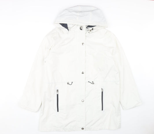 Finesse Women's White Parka Jacket, Size 16, Hooded