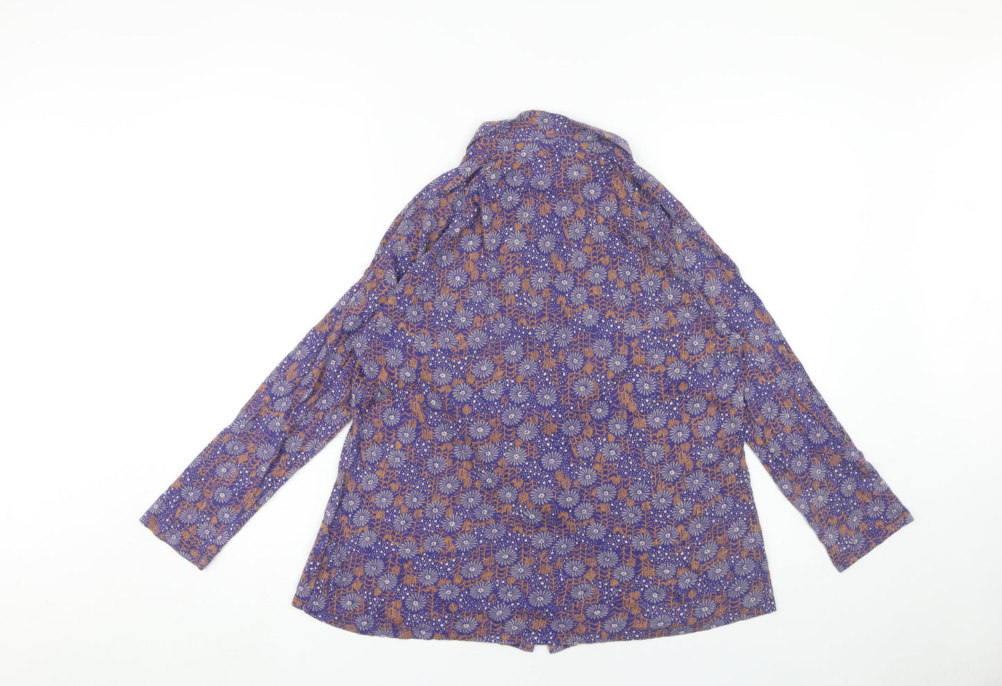 White Stuff Women's Purple Floral Button-Up Blouse Size 14