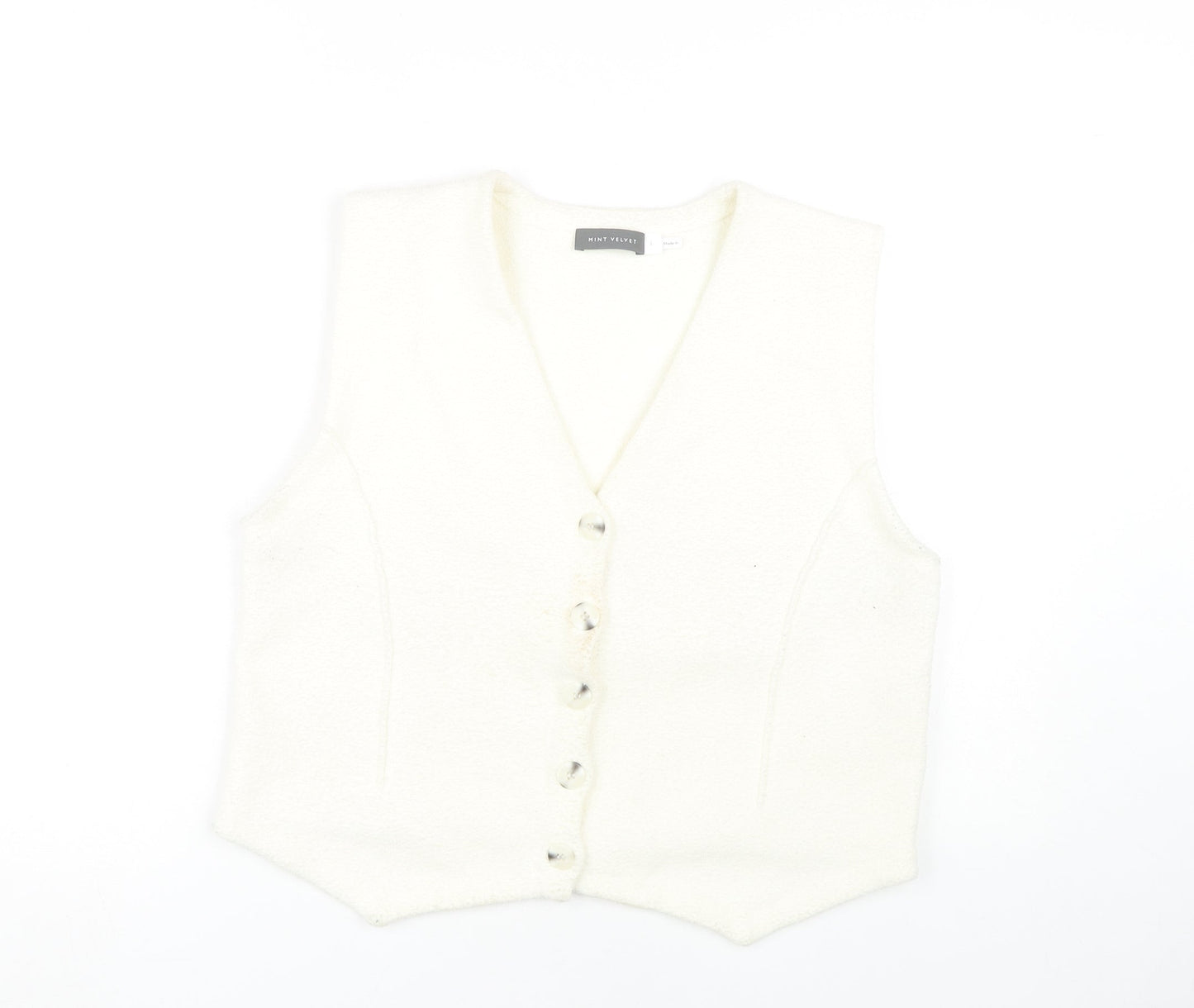Mint Velvet Ivory Sleeveless Button-Up Vest Women's L