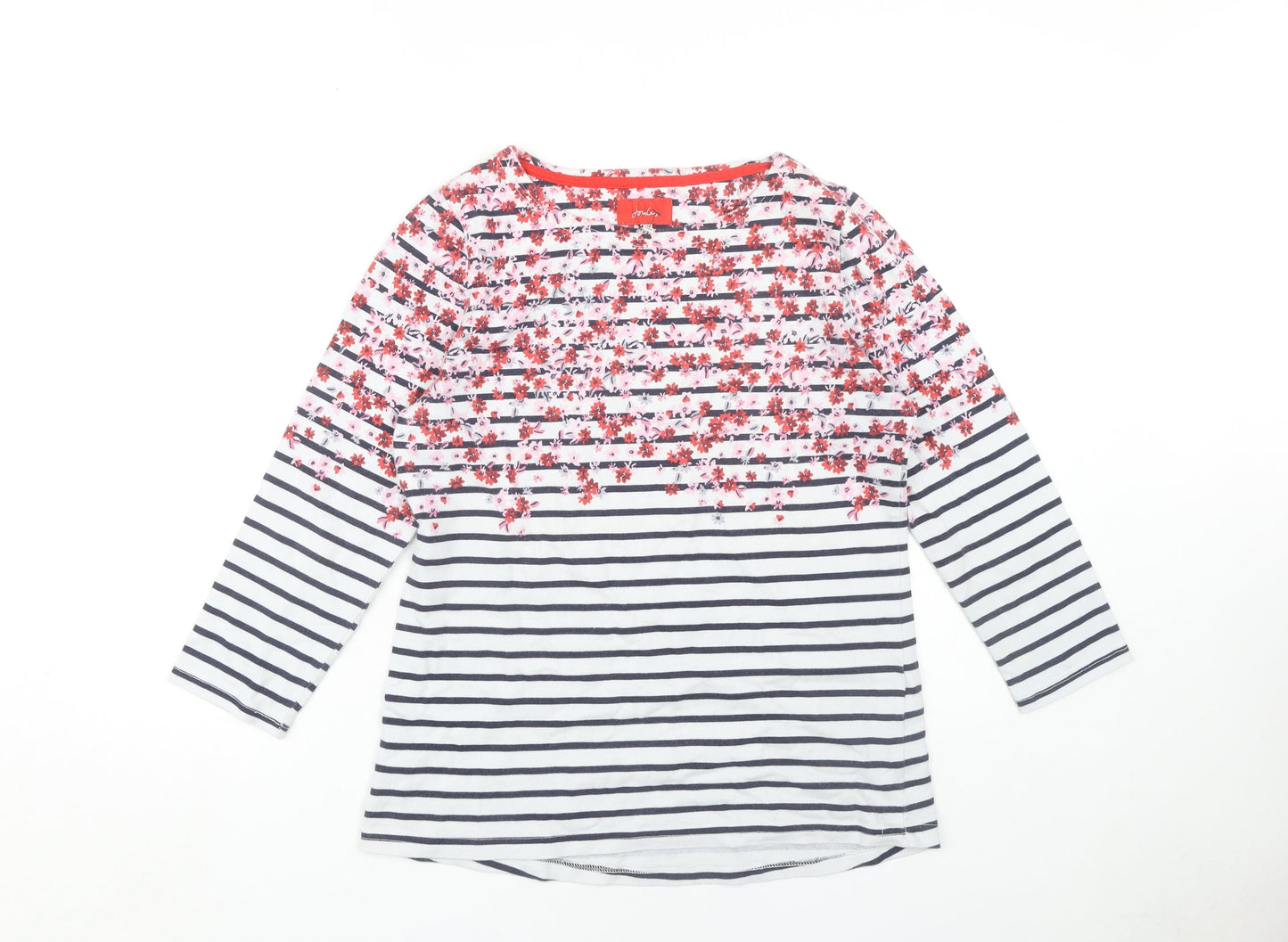 Joules Women's Multicoloured Floral Striped T-Shirt UK 12