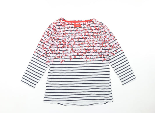 Joules Women's Multicoloured Floral Striped T-Shirt UK 12