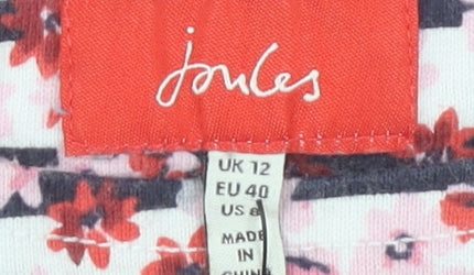 Joules Women's Multicoloured Floral Striped T-Shirt UK 12