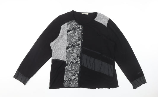 Lewinger Women's Black Floral Patchwork T-Shirt Size 6