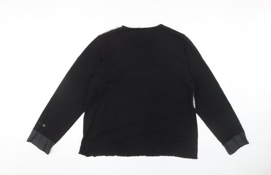 Lewinger Women's Black Floral Patchwork T-Shirt Size 6