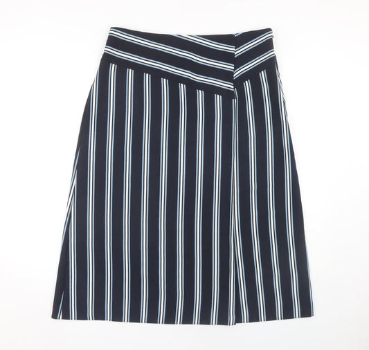 Marks and Spencer Women's Blue Striped Skirt, Size 14