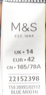 Marks and Spencer Women's Blue Striped Skirt, Size 14