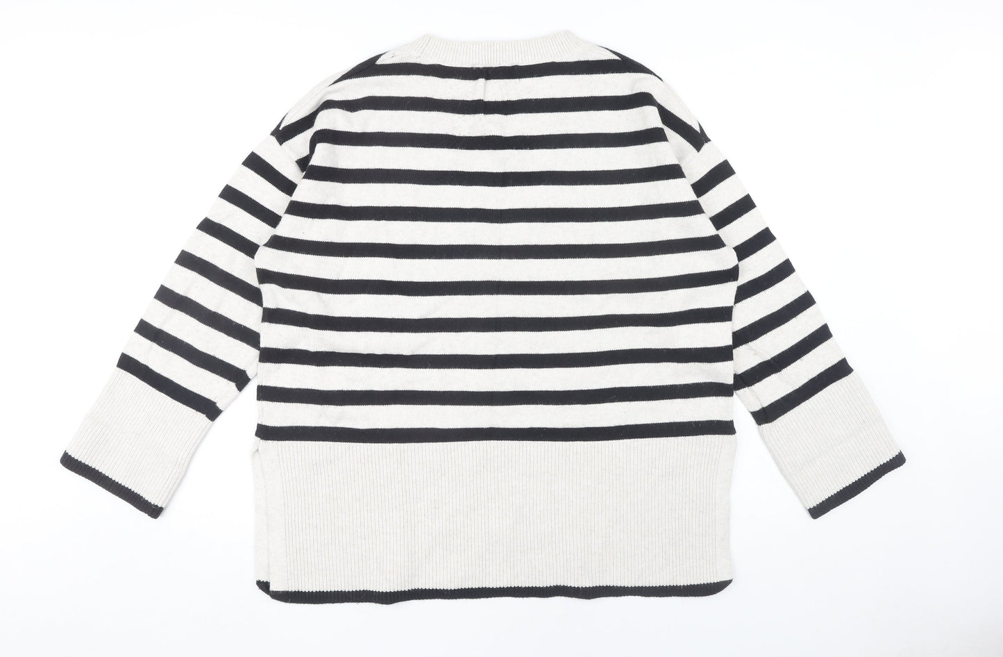Oui Women's Striped Knit Jumper, Size 16, Black/White