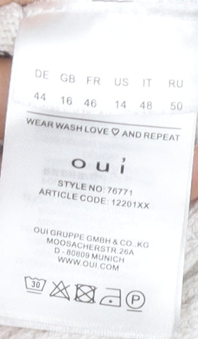 Oui Women's Striped Knit Jumper, Size 16, Black/White