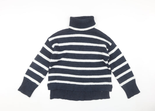 Crew Clothing Company Women's Blue Roll Neck Jumper