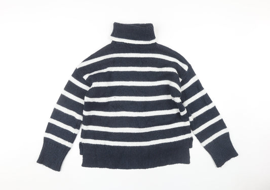 Crew Clothing Company Women's Blue Roll Neck Jumper