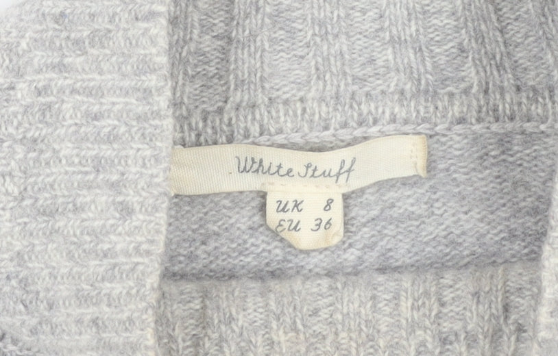 White Stuff Women's Grey Star Jumper, UK 8, Mock Neck