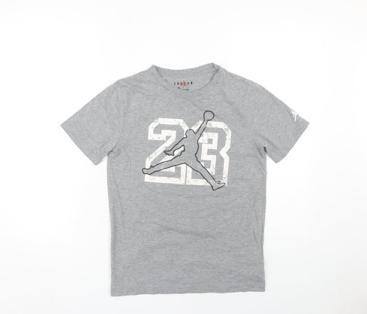 Jordan Boys Grey T-Shirt, Size L, Graphic Sports Tee