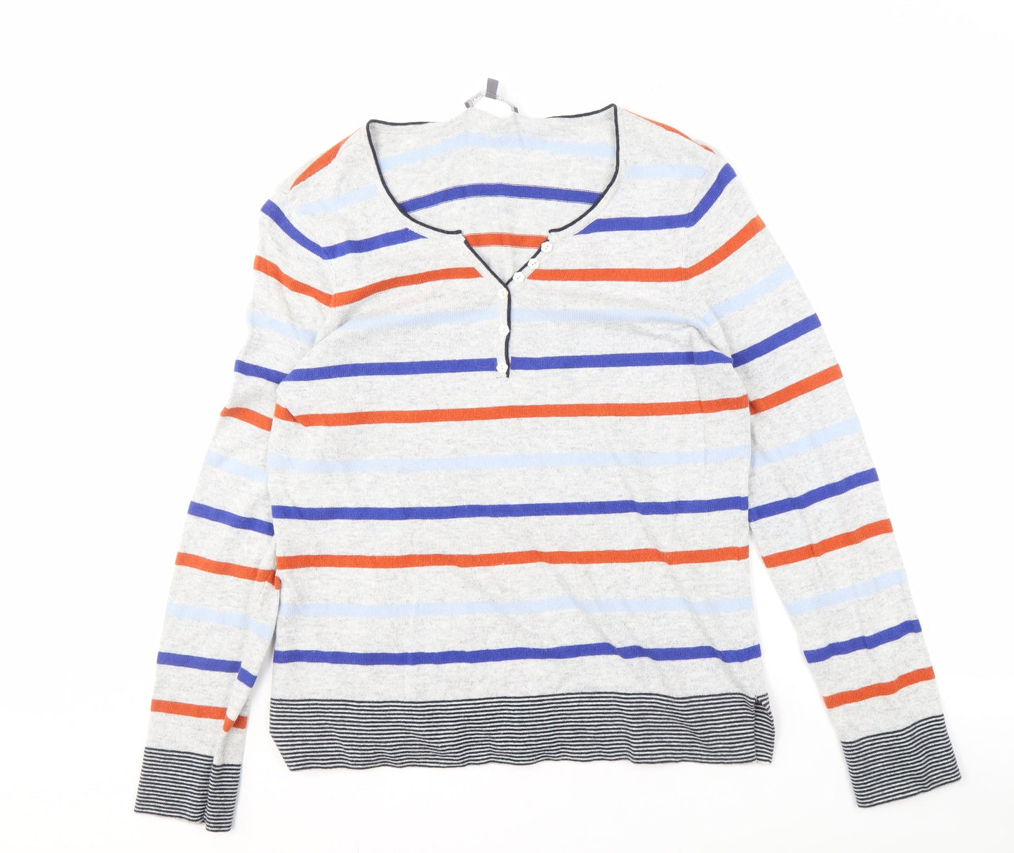 Laura Ashley Women's Multicoloured Henley Jumper - Size 12