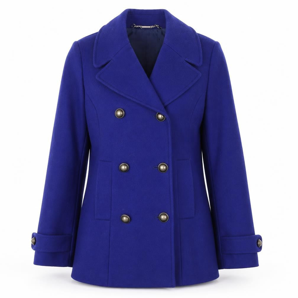 Womens UK Size 8 Regular Laura Ashley Blue Wool Blend Coat