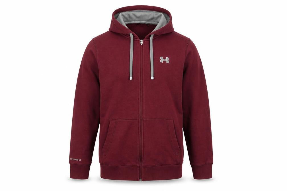 Mens UK S Relaxed Under armour Red Full Zip Hoodie